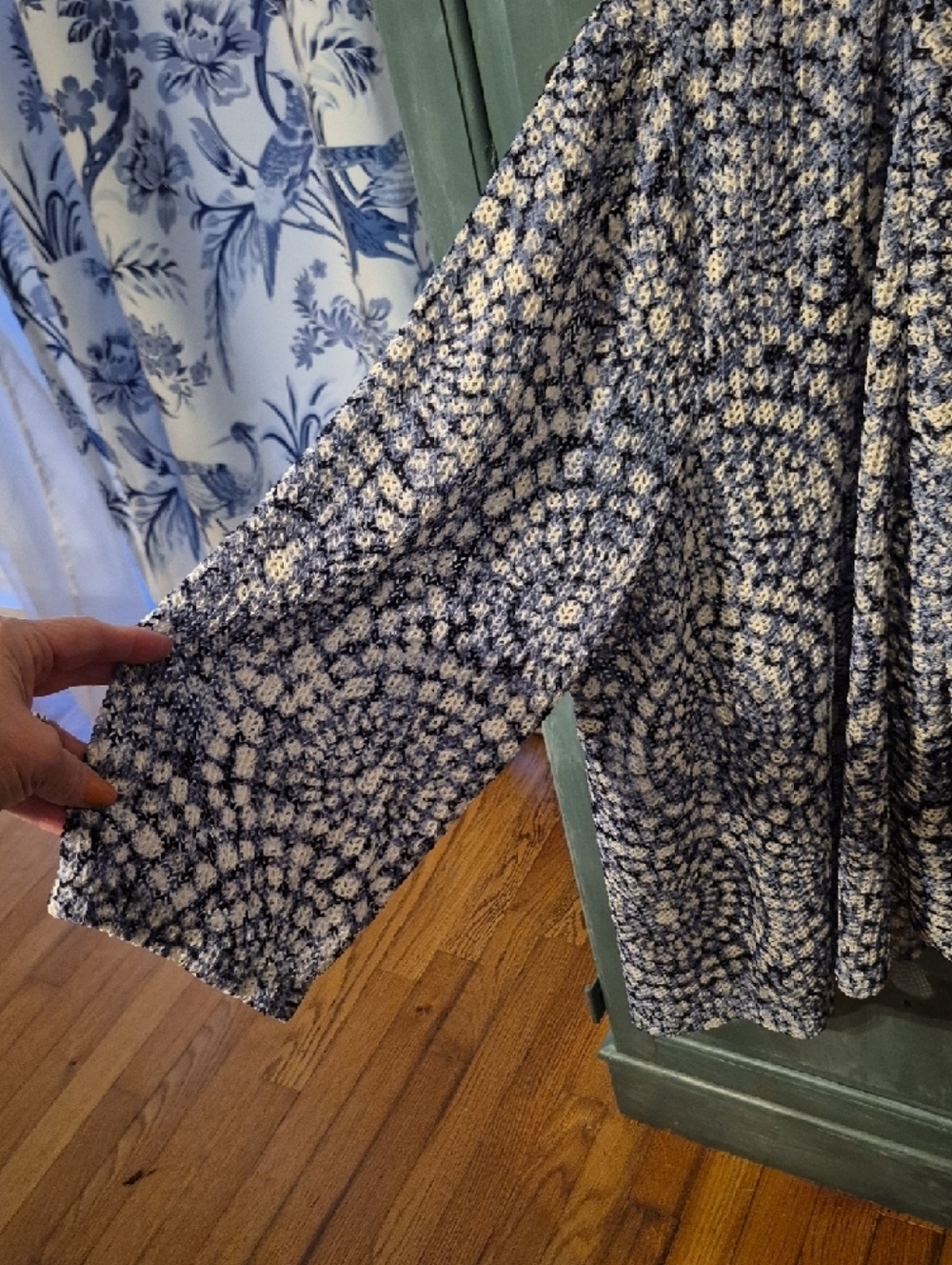 Ruby Rd. Blue & White Textured Open Cardigan - Picture 3 of 7